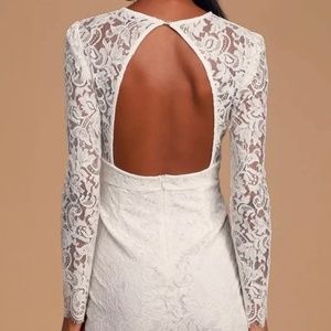 Lulu’s Blind Date White Lace Long Sleeve Bodycon Dress